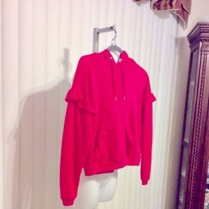 Cupio Petite Ruffled Hoodie sweatshirt